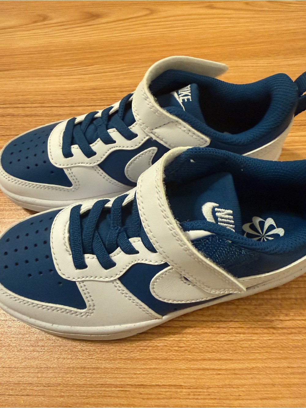Nike Kids Blue and White Velcro Low-Top Sneakers